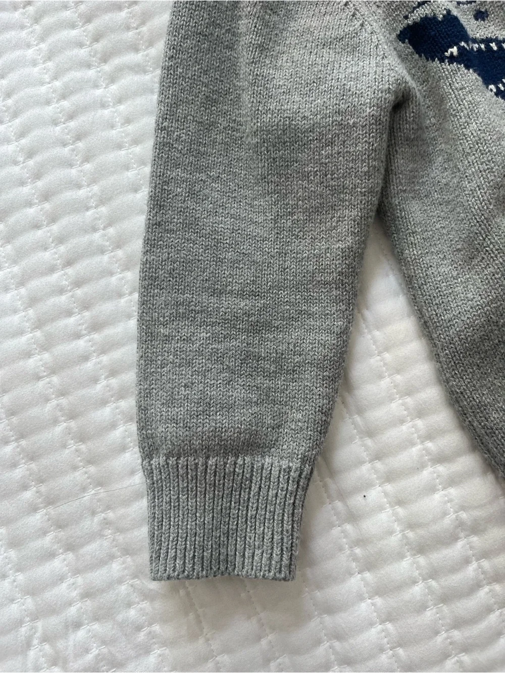 Gray 3T Kids Sweater with Navy Shark and Red Stripe Detail